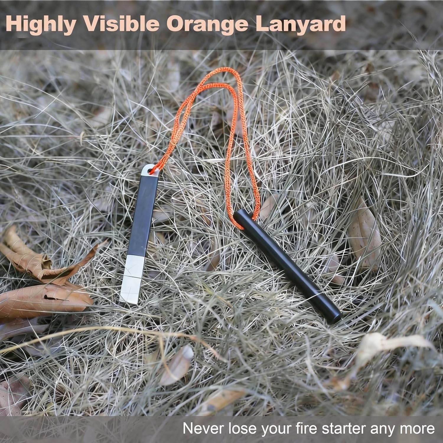 4″ Portable Waterproof Ferrocerium Fire Starter Rod w Striker Magnesium Survival