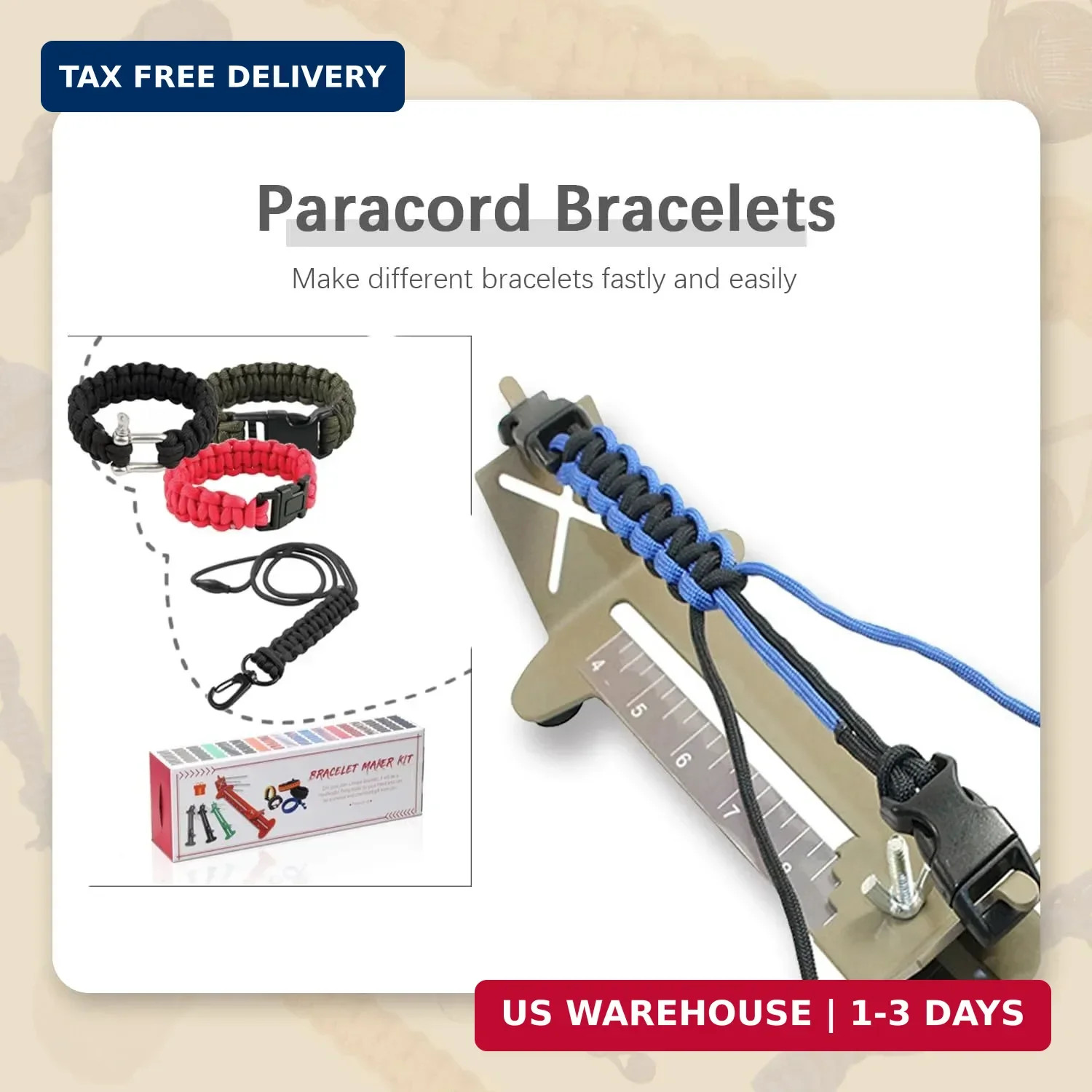 WILDAIR Paracord Bracelet Jig Kit with Knotters Tool Marlin Spike Paracord FID S