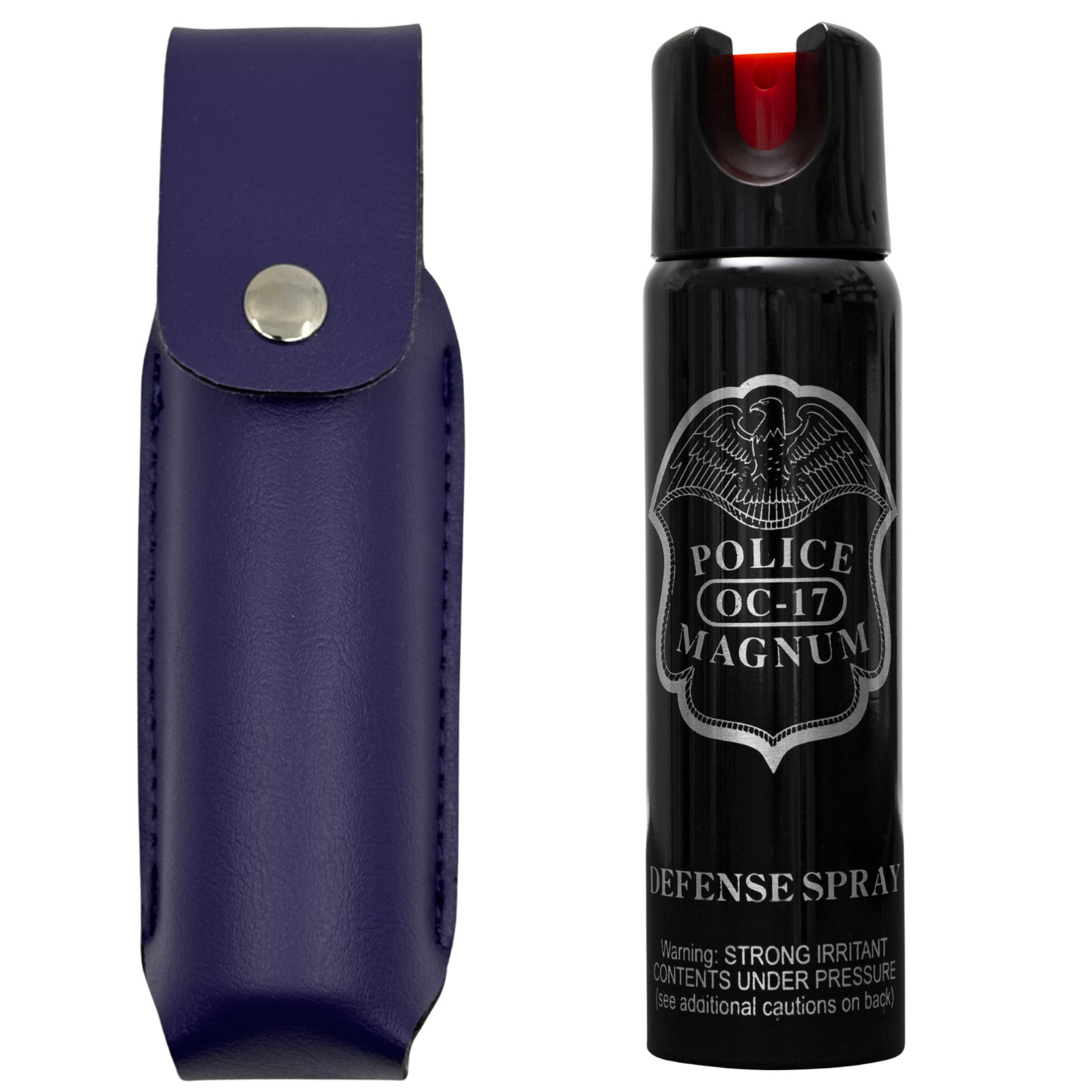 Police Magnum 4oz Twist lock pepper spray PURPLE holster belt clip self defense
