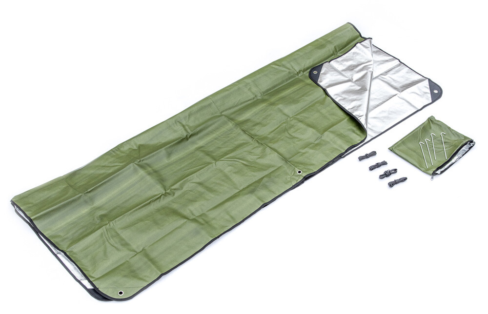 Green HD Heavy Duty Thermal Reflective Blanket Kit 4 Stakes Emergency Solar Tarp