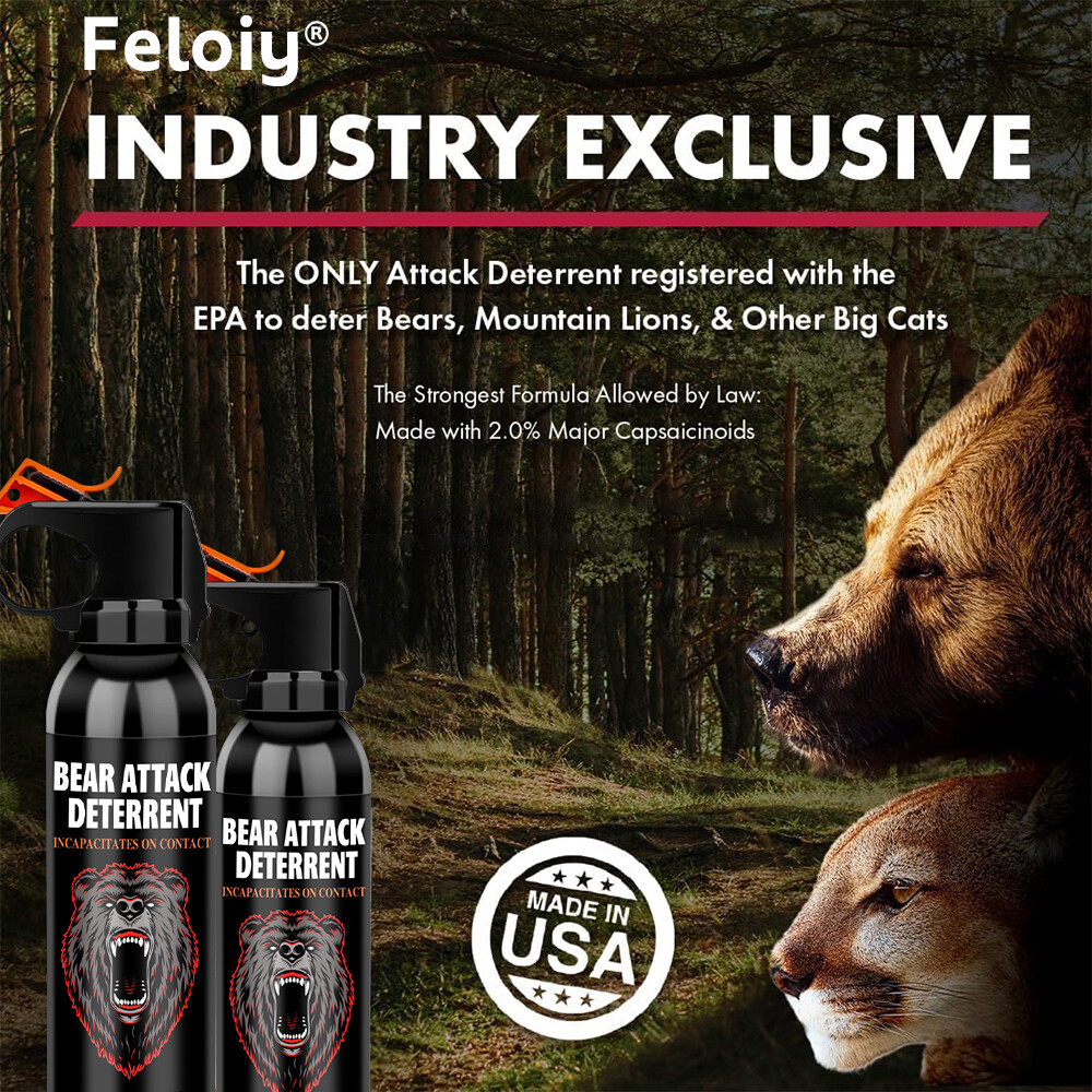 Feloiy BEAR Attack Deterrent Spray 11oz w/ Holster Outdoor Self-Defense