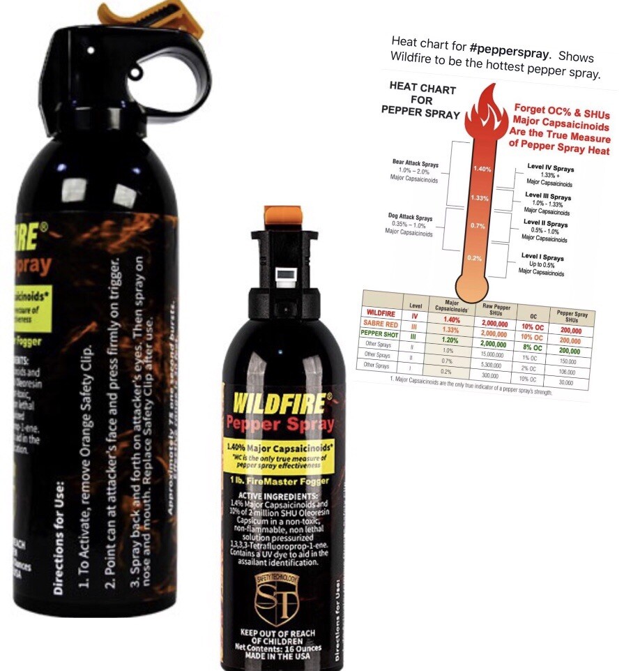 USA WildFire POLICE 16oz Pepper Spray FIREMASTER Fogger Self Home Defense 1 LB
