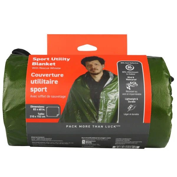 SOL Sport Utility Blanket Weatherproof Reusable Thermal Outdoor Camping Gear