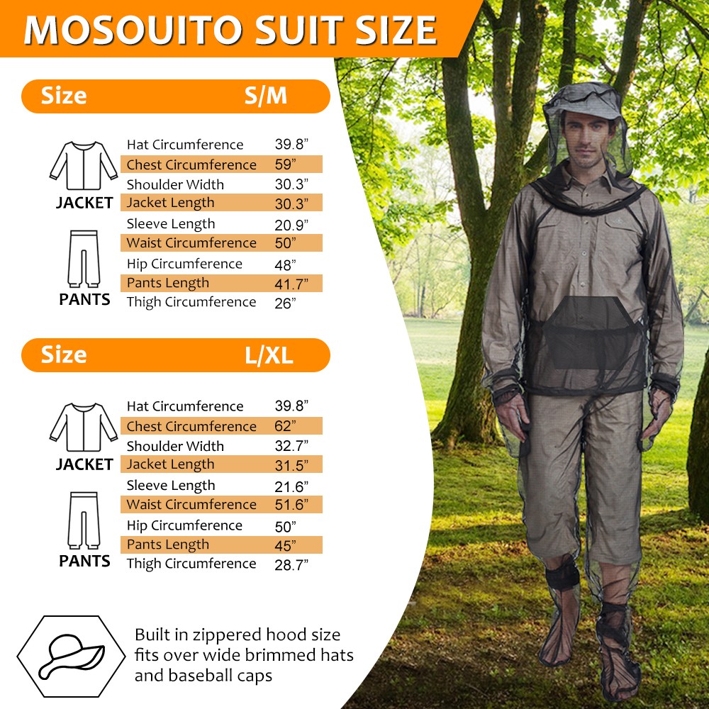 Mosquito Bug Suit Jacket with Hood + Pants + Gloves + Socks for Hunting Fishing
