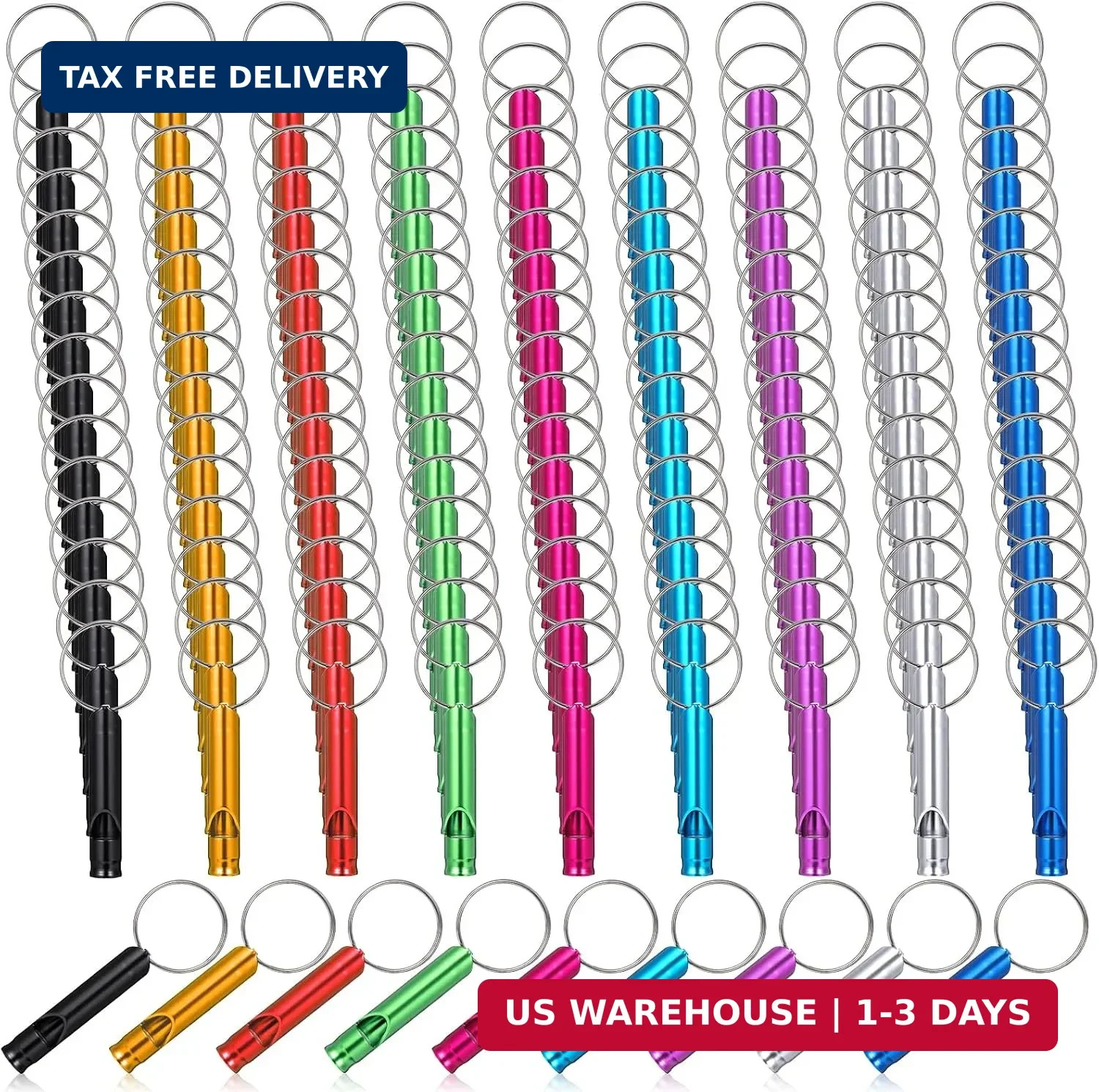 120 Pieces Aluminum Emergency Whistle, Kids Safety Whistle With Keychain, Whistl