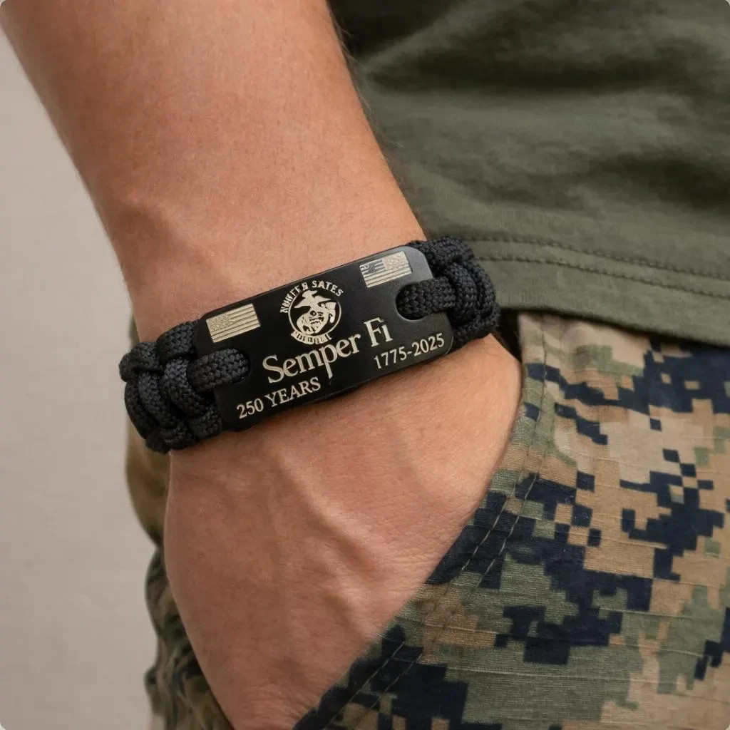USMC Marine Corps Paracord Bracelet Semper Fi Eagle Globe Anchor Veteran Gift