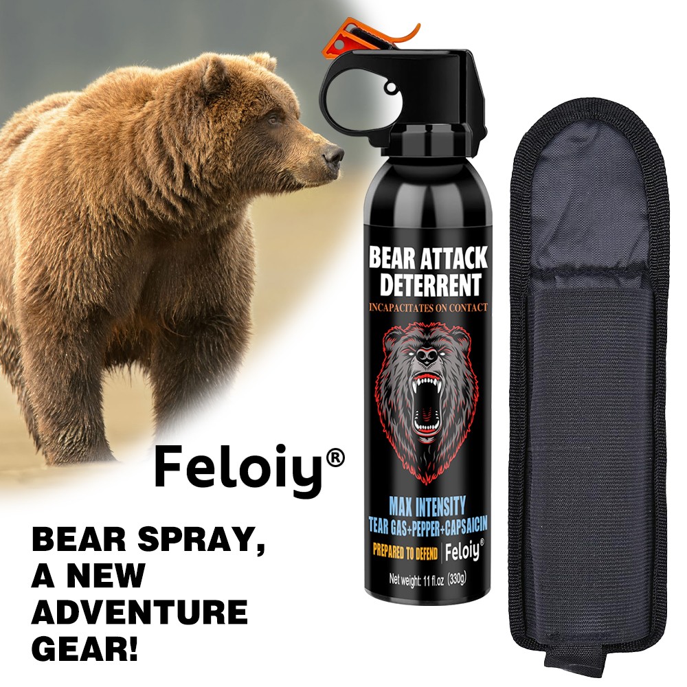 Feloiy BEAR Attack Deterrent Spray 11oz w/ Holster Outdoor Self-Defense