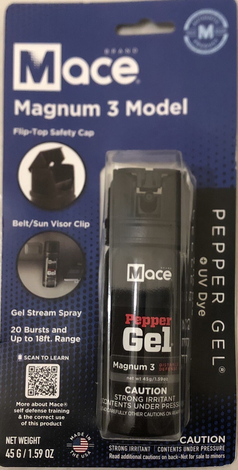 MACE 18 ft Pepper Spray GEL POLICE Women Self Defense Safety BELT CLIP SECURITY