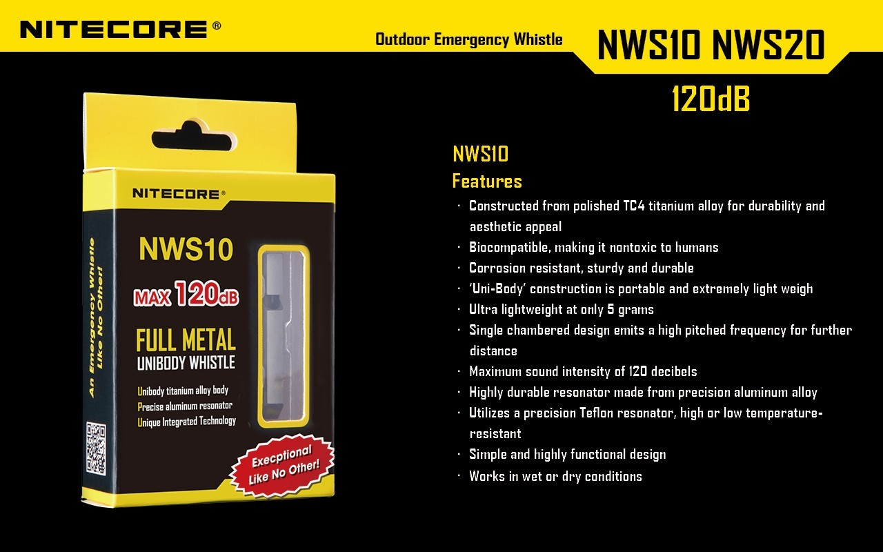 Nitecore NWS10 Whistle Outdoor Emergency TC4 Titanium Alloy Survival SOS Caller