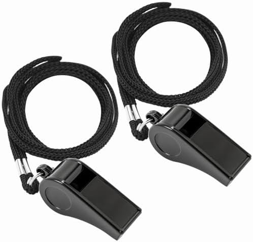 2 Sports Whistles with Lanyard, Loud Crisp Sound Whistle Ideal for Coaches, Refe