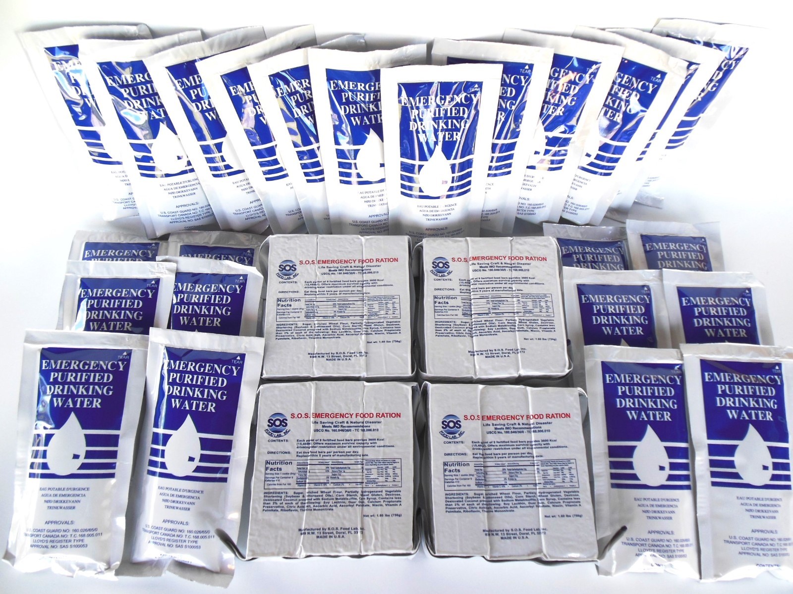 EMERGENCY SURVIVAL FOOD AND WATER RATIONS FOR 4 PERSONS 3 DAY
