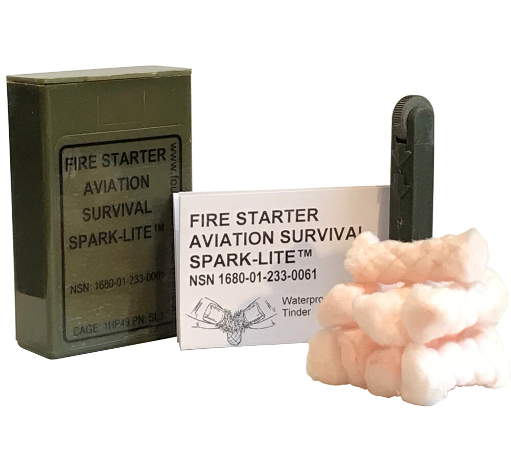 Spark Lite Fire Starter Olive Drab 8 Tinder Quik Tabs for Military Survival Kit