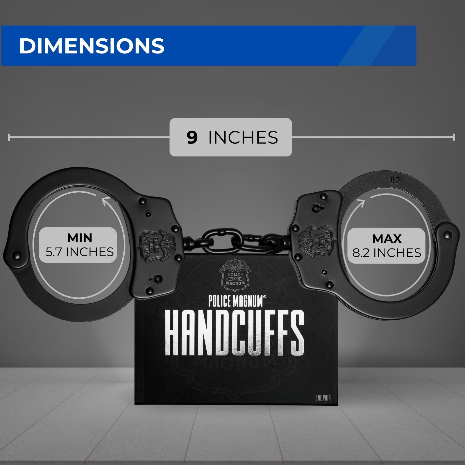 Police Magnum Black Steel Heavy Duty Handcuffs-Law enforcement security gear