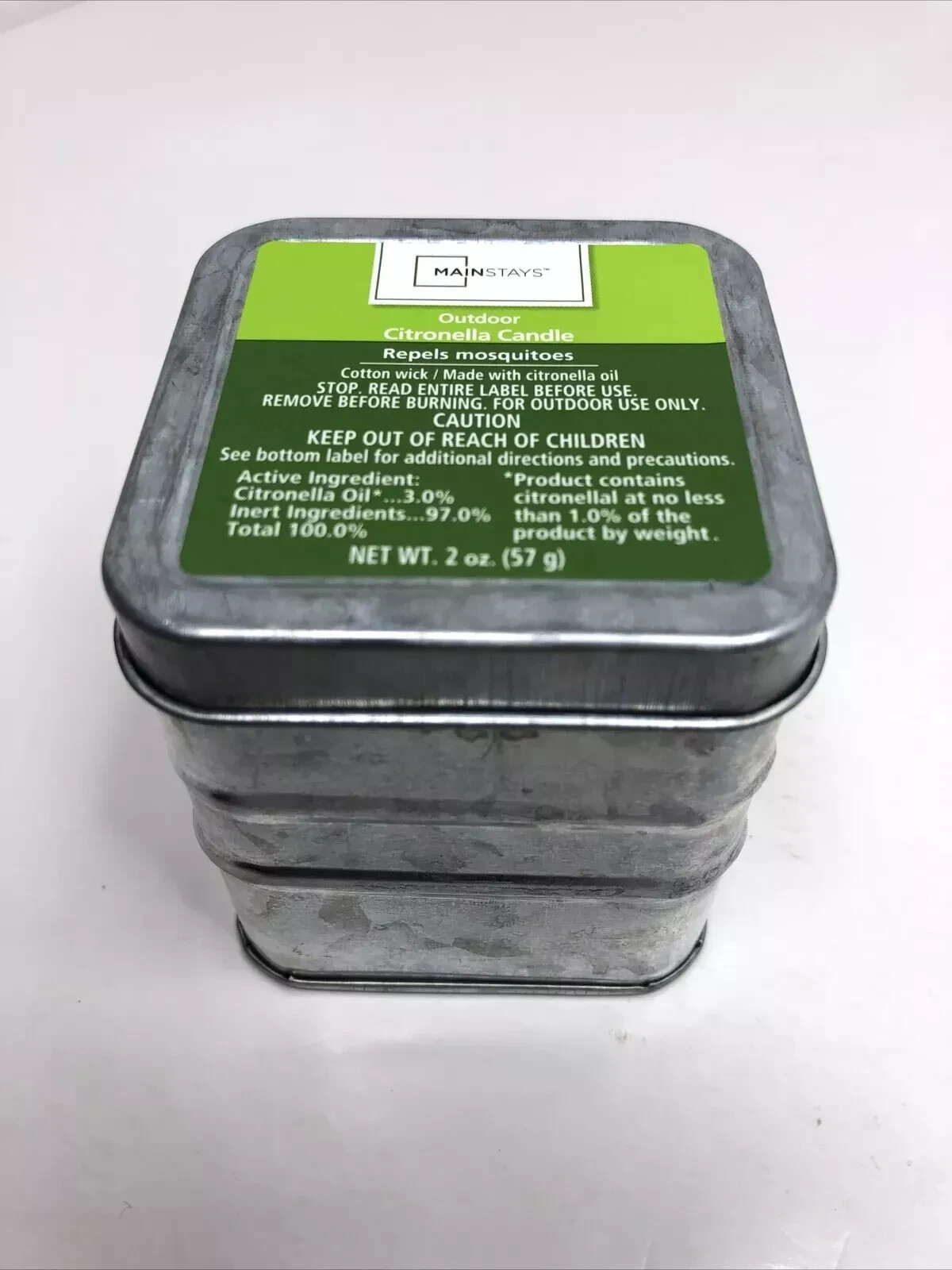 Citronella Candle Small Metal Tin Outdoor Mainstays