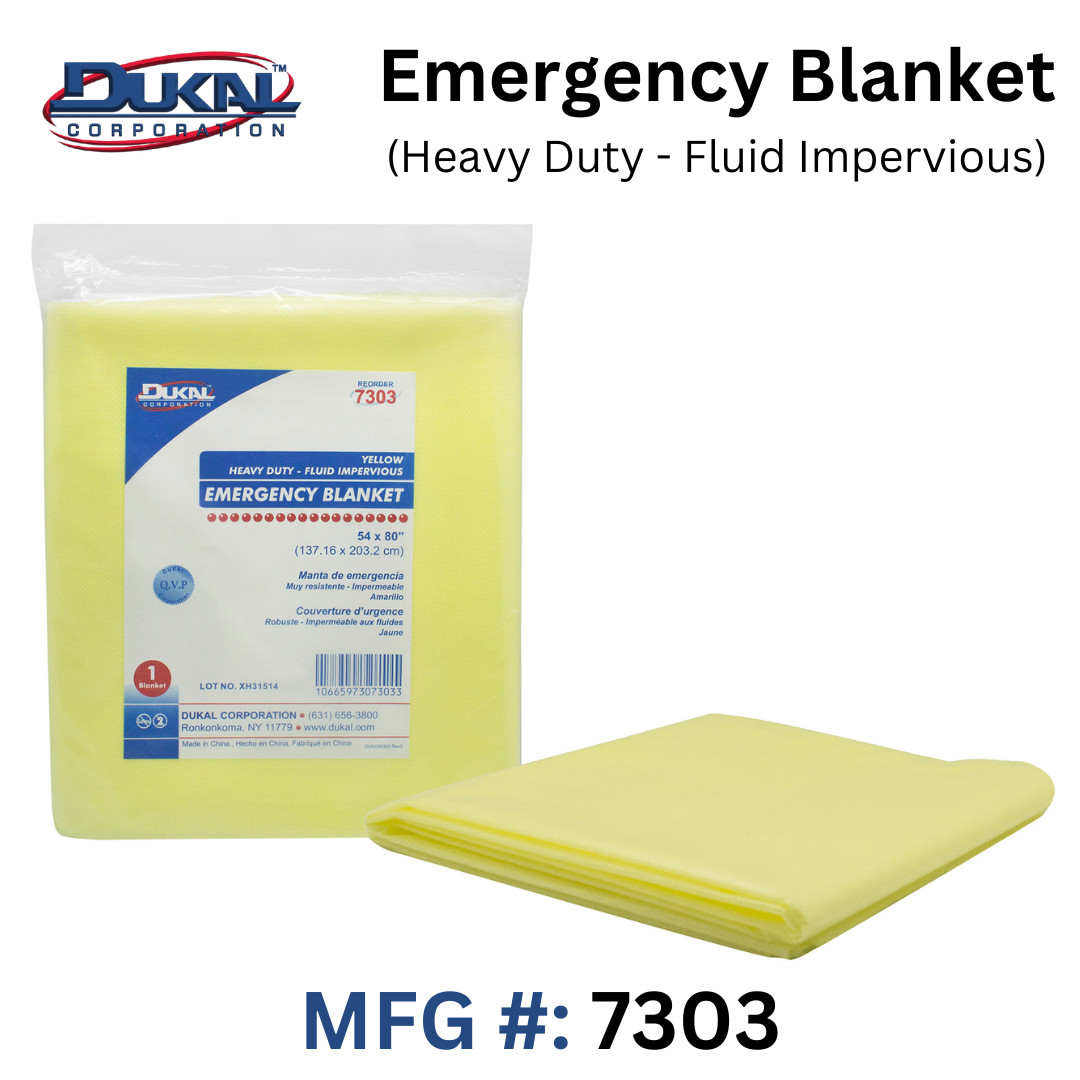 Emergency Blanket (Heavy Duty – Fluid Impervious) – Yellow – 54 X 80″ – Dukal