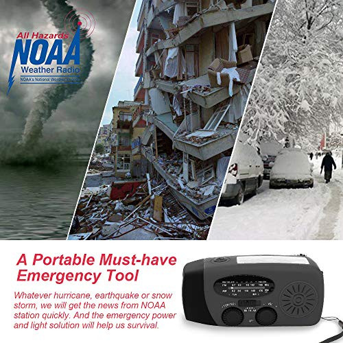 Upgrade Portable Solar Emergency Weather Radio Hand Crank AM/FM NOAA Survival