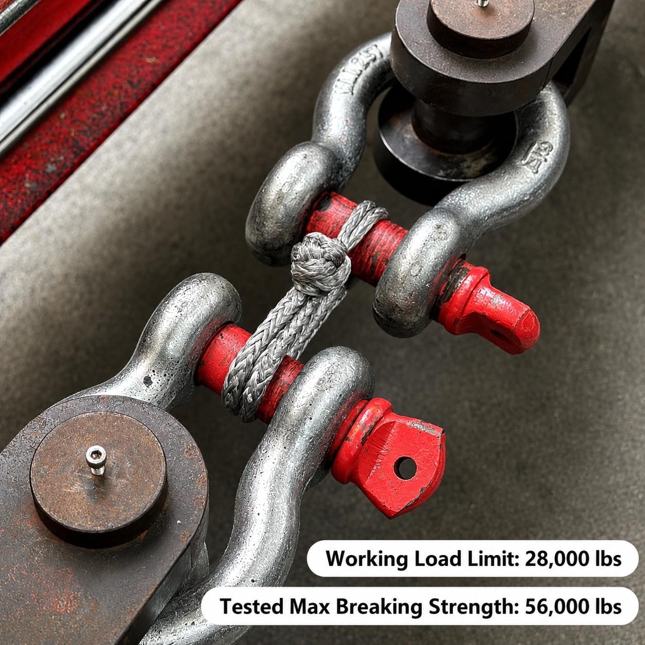 2Pcs Synthetic Soft Shackle 1/2 Inch X 22 Inch (56,000Lbs Breaking Strength) wit