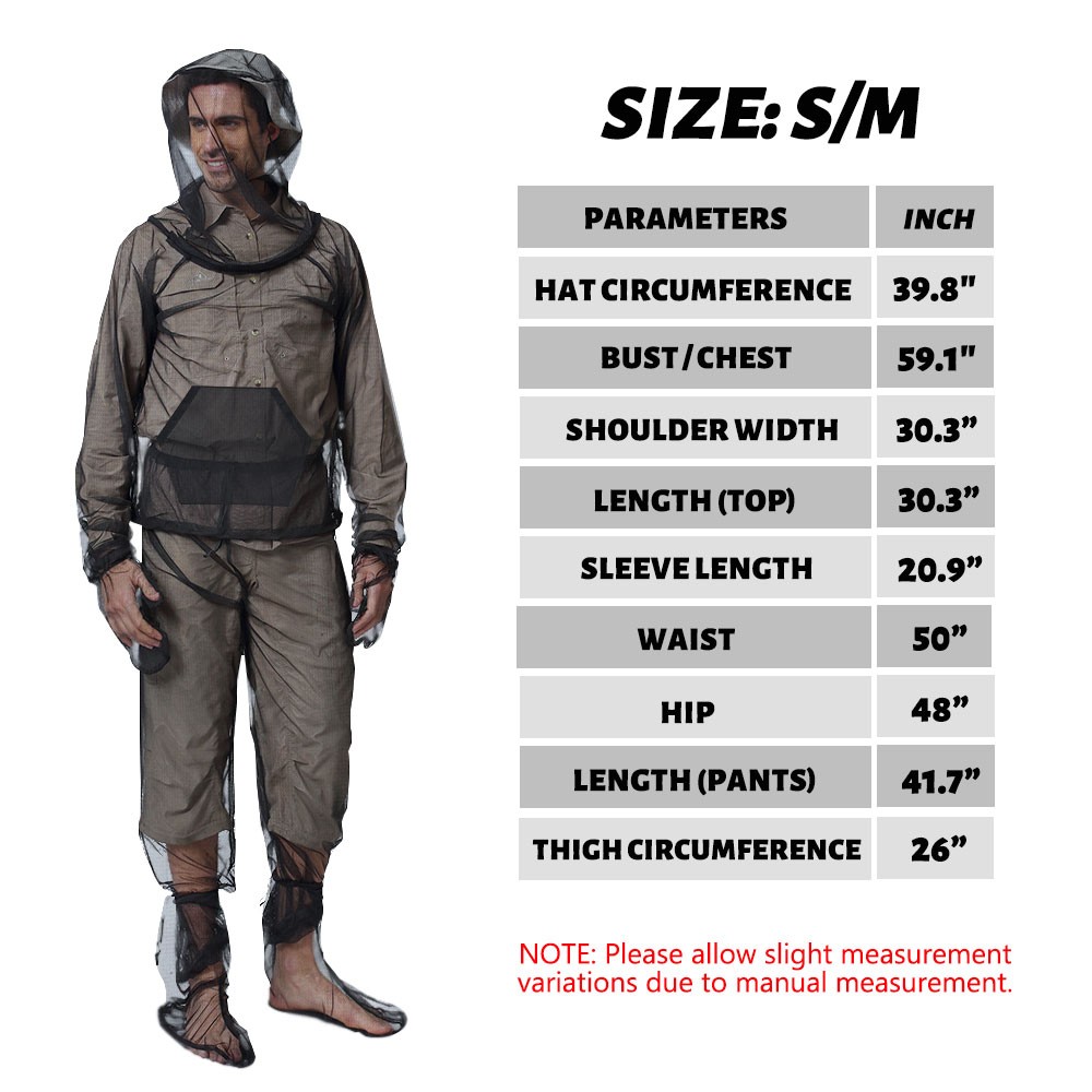 Mosquito Suit with Hood Insect Bug Proof Net Mesh Clothing for Men Women Outdoor