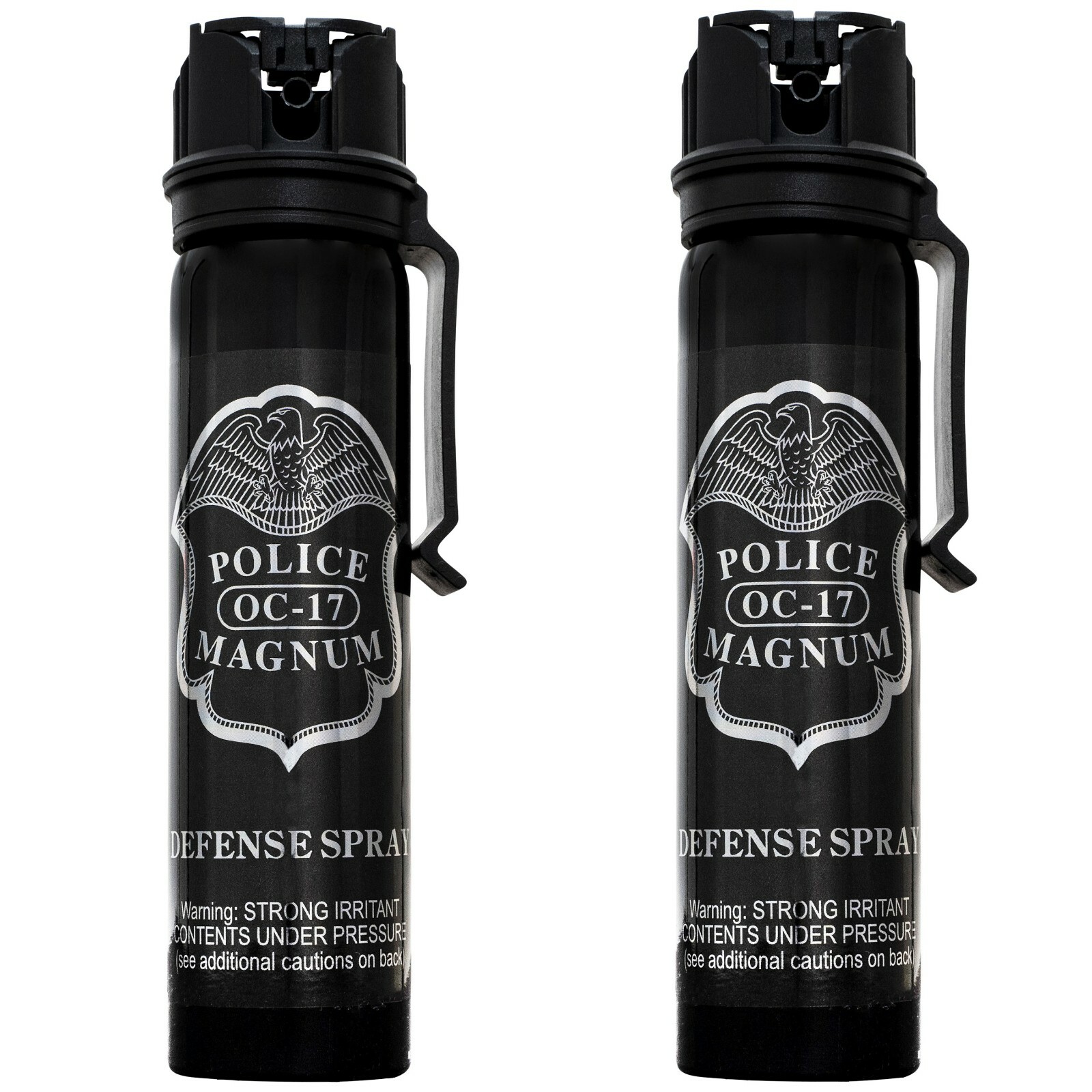 2 POLICE MAGNUM Pepper Spray 5 Ounce Flip Top Belt Clip Fogger Safety Security