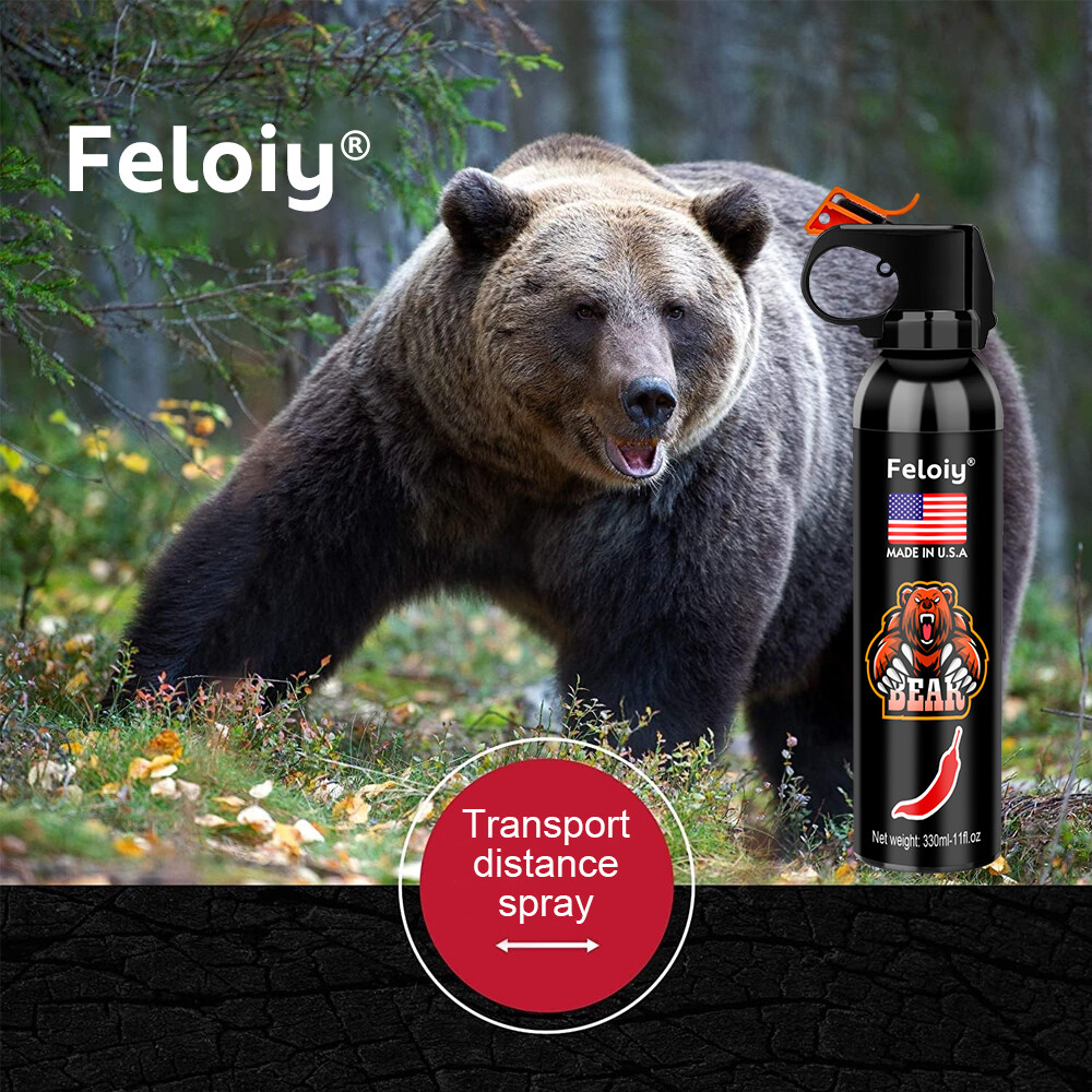 Feloiy 11 oz. Bear Repellent Survival Spray Deterrent 30ft with Spray Bag