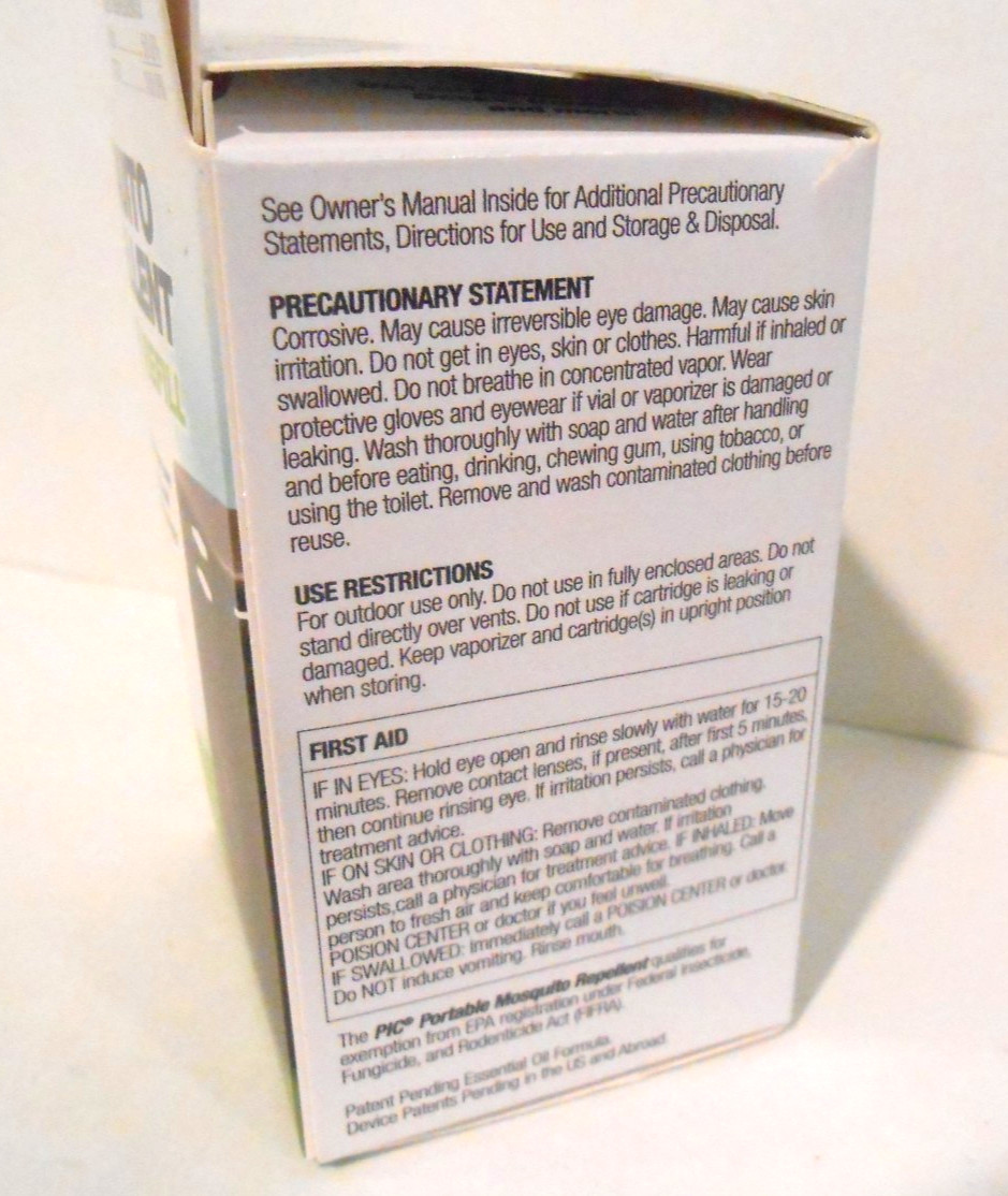PIC PORTABLE MOSQUITO REPELLENT 60 HOUR 15FT ZONE plus REFILL ~ NEW