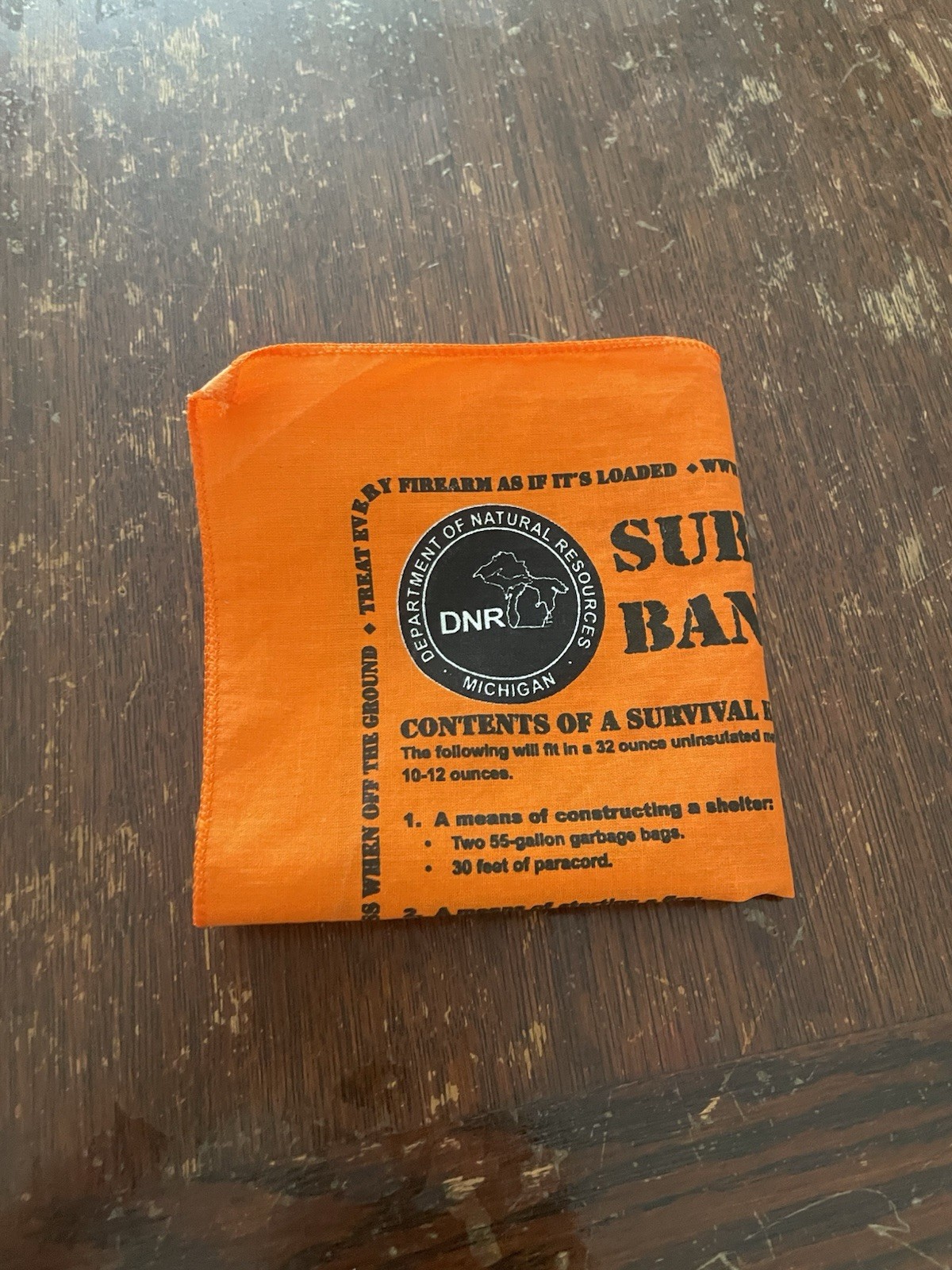 Survival Bandana Orange Novelty Department Of Natural Resources