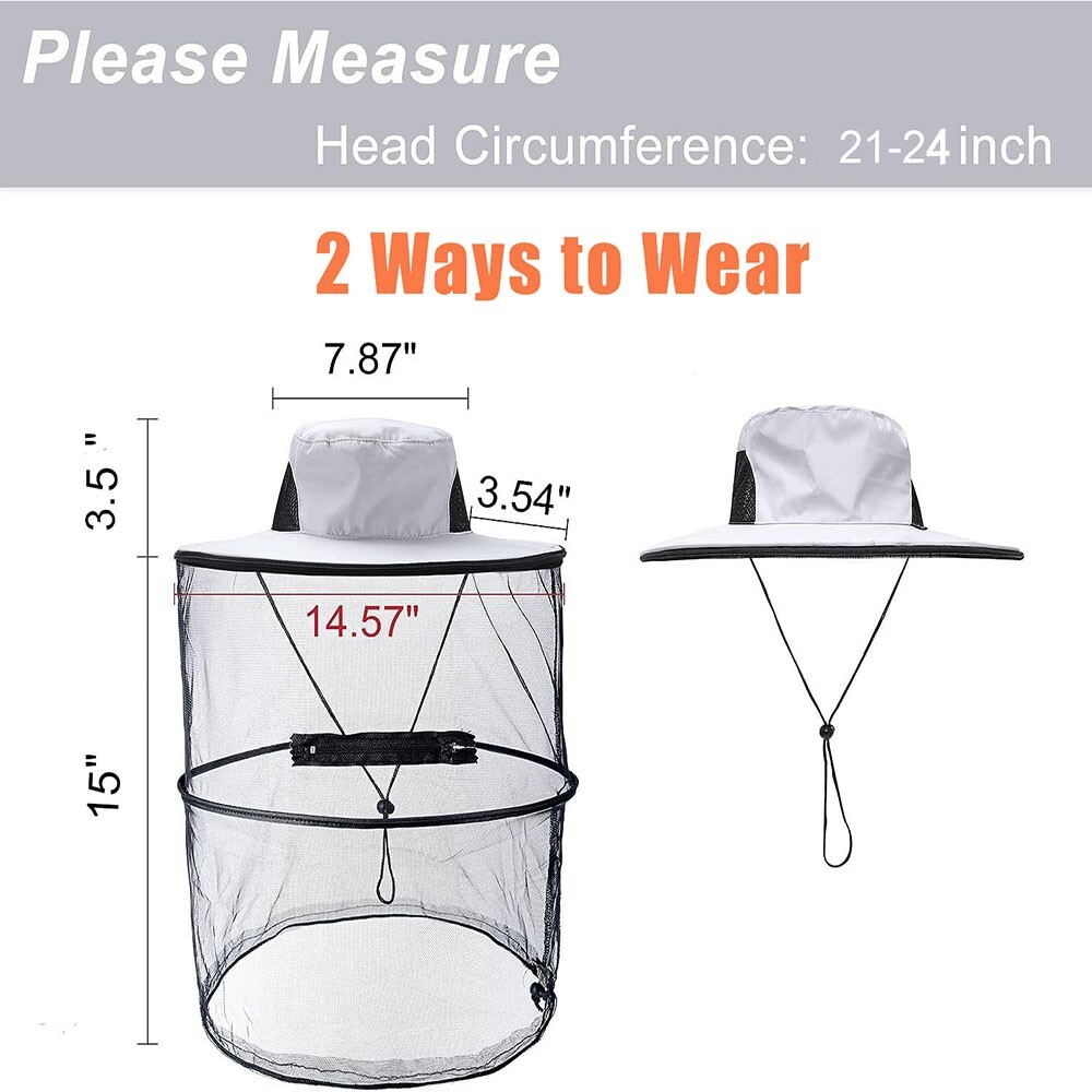 Mosquito Bug Fly Bee Insect Head Face Net Hat Sun Protection Fishing Hiking Cap
