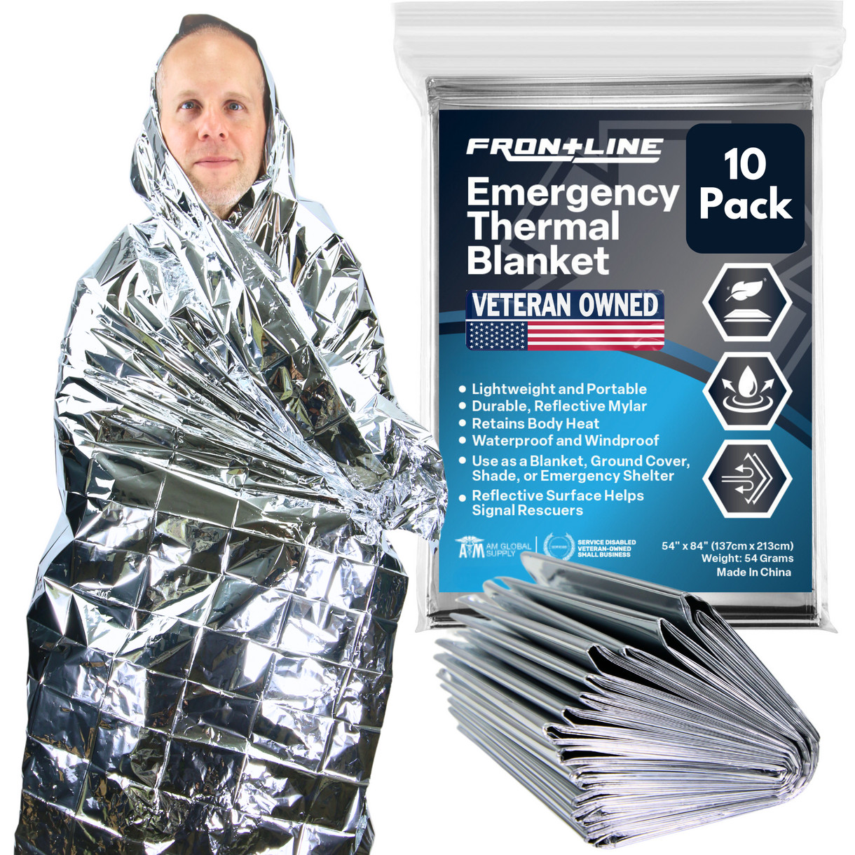 20 Pack Emergency Thermal Mylar Blankets Lightweight Waterproof Survival Camping