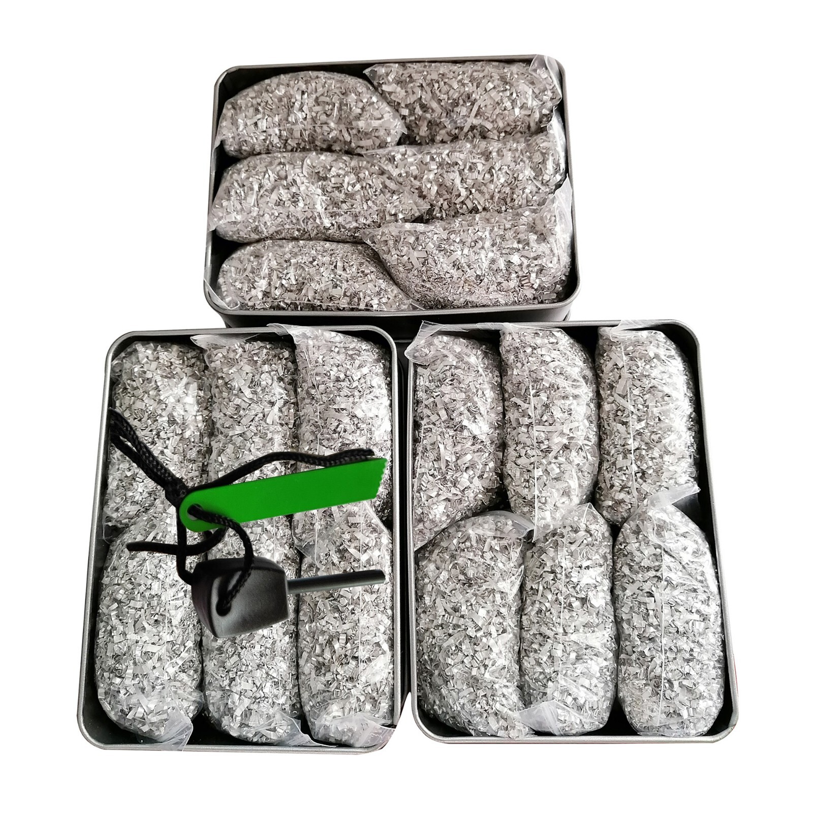 Emergency Fire Starter 6bag Magnesium FREE Ferro Rod Tin Can for camping hiking