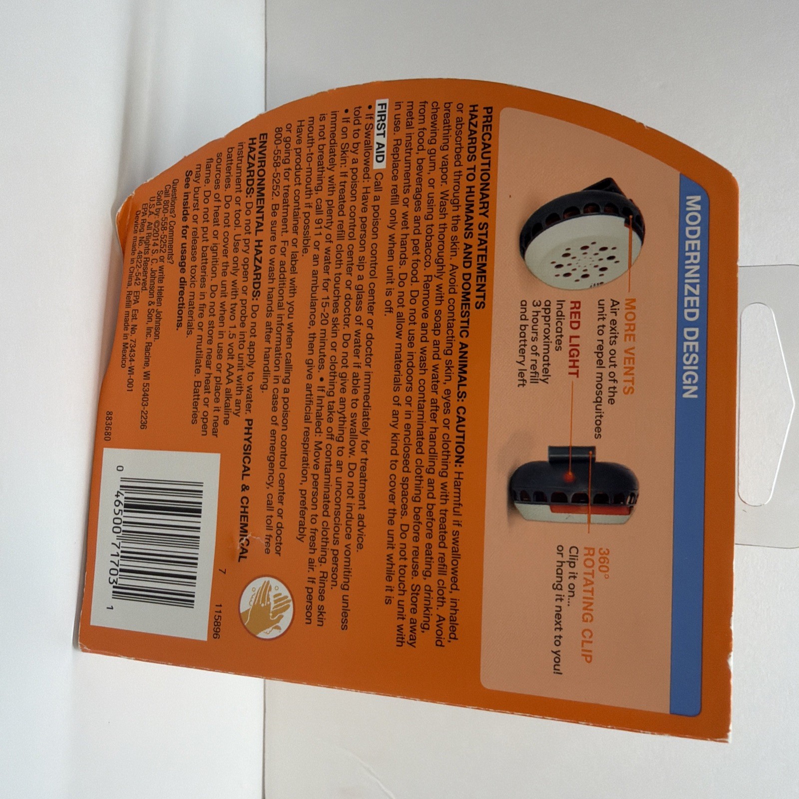 OFF! Clip-On Mosquito Repellent Fan Unit with 1 Refill, 12 Hours Protection