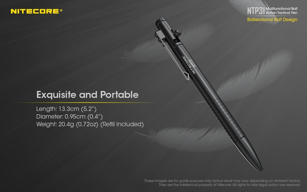 NITECORE NTP31 Bolt Action Aluminum Alloy Tactical Pen W/ Tungsten Glass Breaker