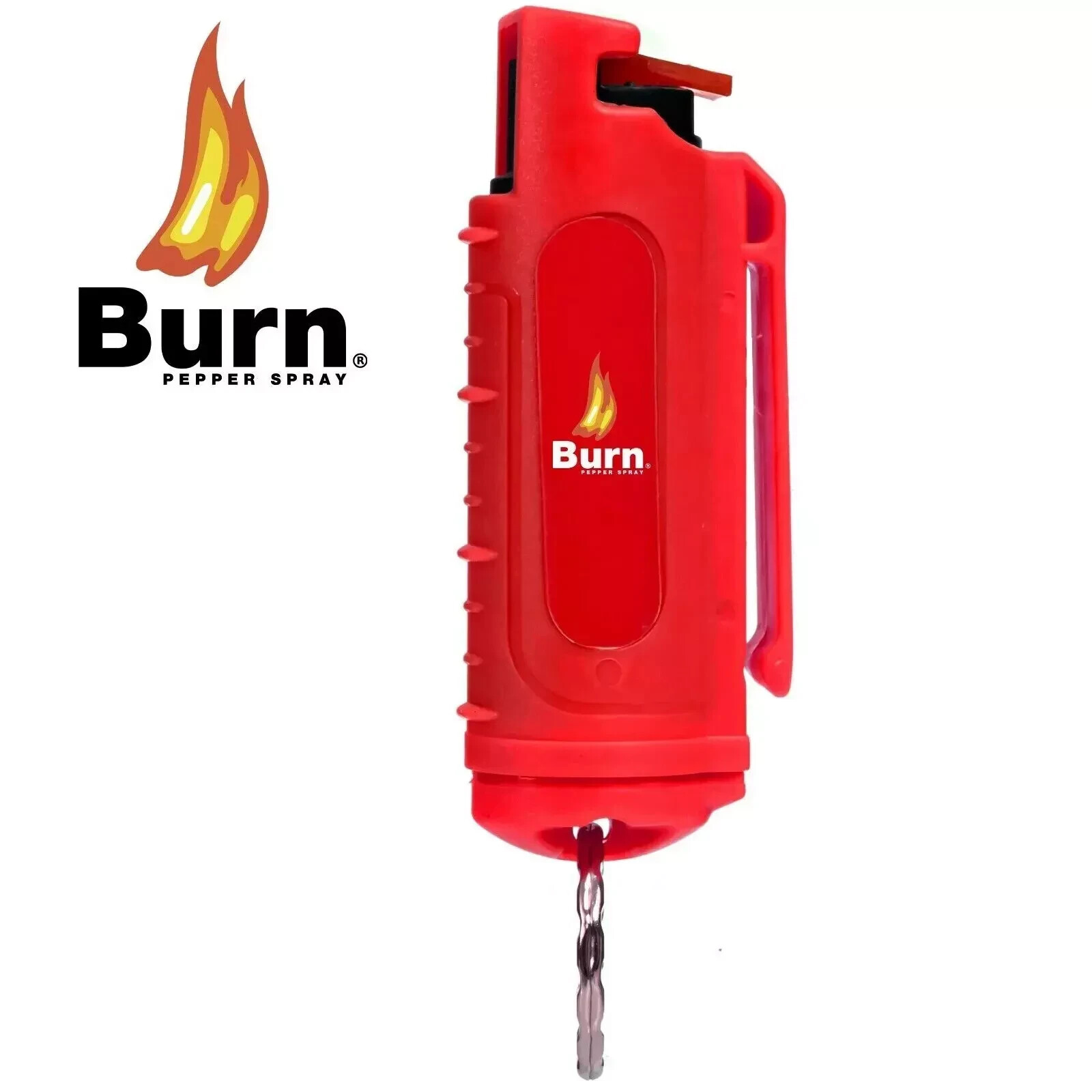 2 BURN Pepper Spray Keychain 0.5oz Self Defense Security Safety Lock Red Molded