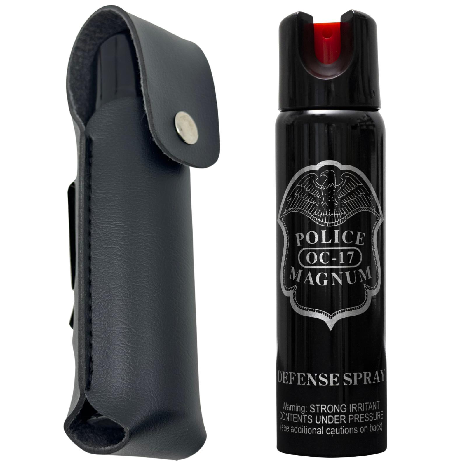 Police Magnum 4oz Twist lock pepper spray BLACK holster belt clip self defense