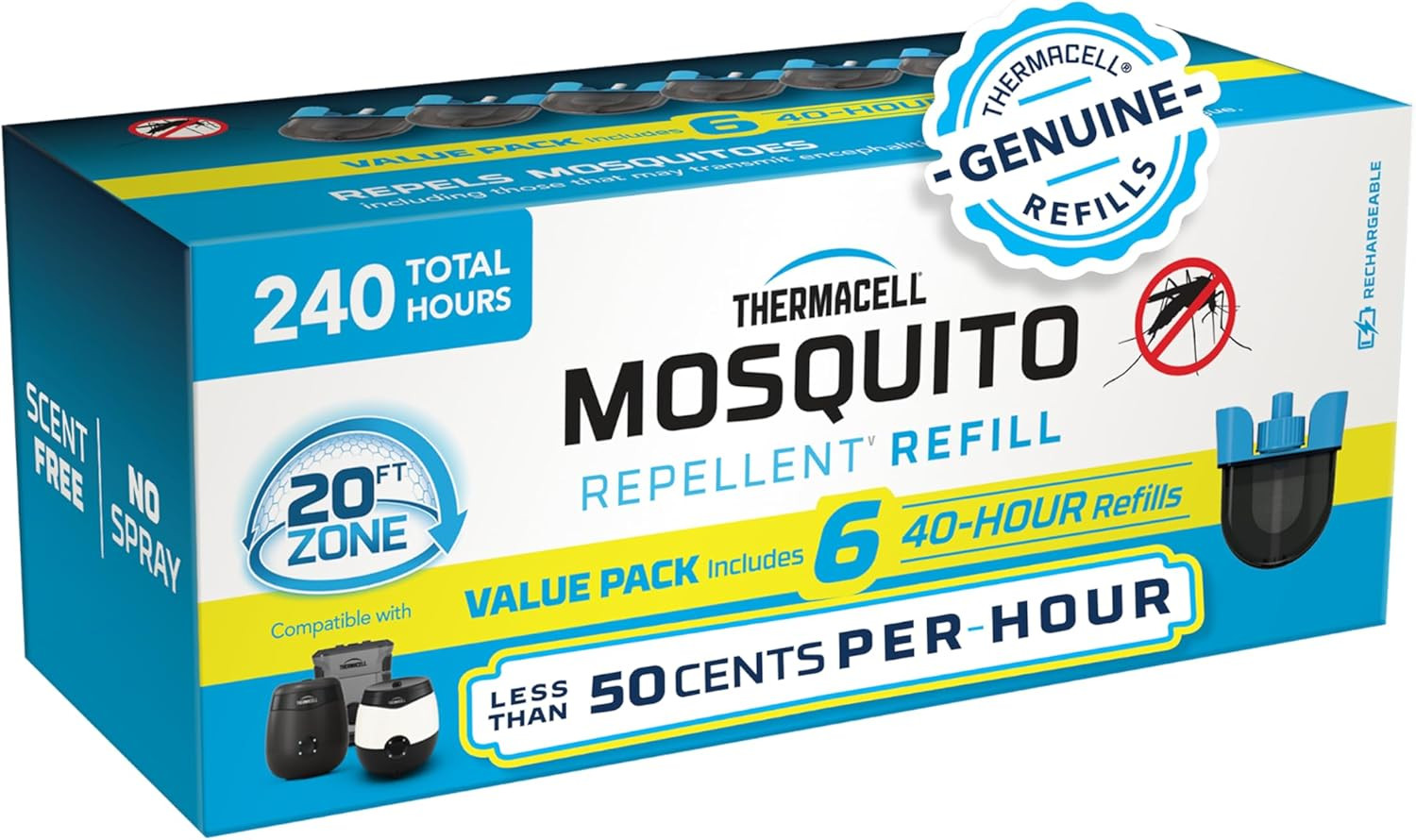 Rechargeable Mosquito Repeller Refills 20 Ft Protection No DEET E-Series Radius