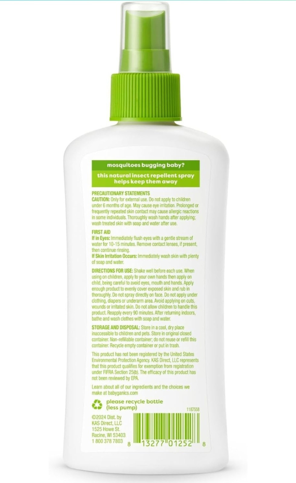 Babyganics Insect Spray, 6oz, 2 pack, Made with Plant and Essential Oils, Packag