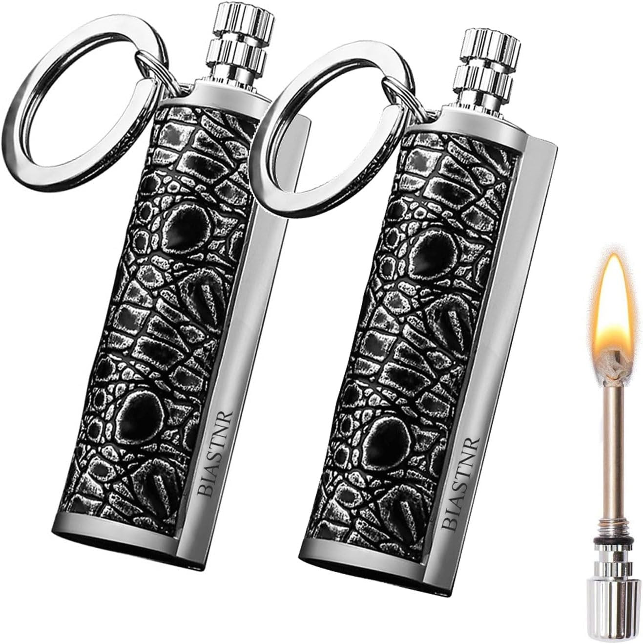 Permanent Match Matchstick Fire Starter – 2 Pack, Keychain Flint Metal Immortal