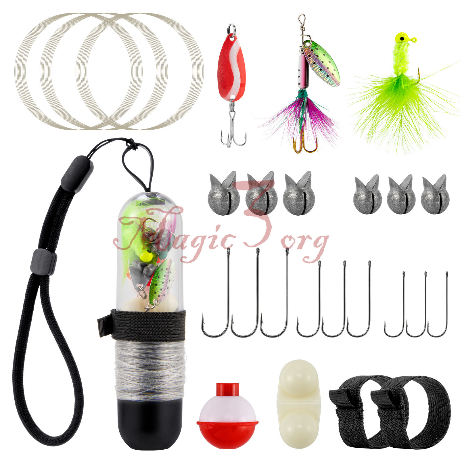 25pcs Emergency Fishing Kit Survival Fishing Travel Kit Hand Line Reel Lead Bass