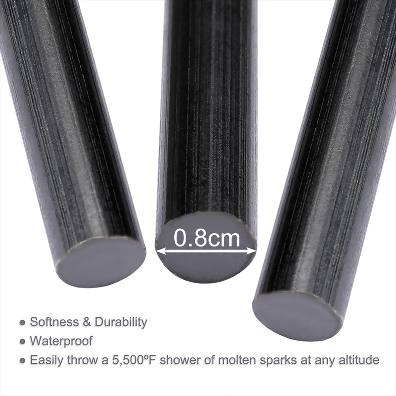 Ferrocerium Rod 2PCS Fire Starter w/ Wood Handle and Steel Scraper Flint Striker