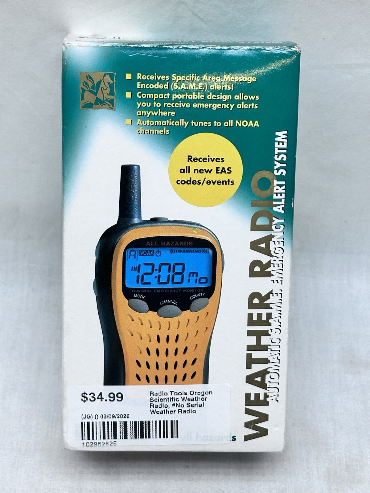 Oregon Scientific Emergency Portable Weather Radio All Hazards WR102N S.A.M.E