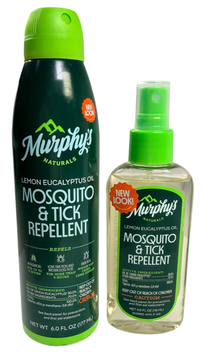 2 Murphy’s Naturals Mosquito Tick Repellent Lemon Eucalyptus Oil 10 fl oz total