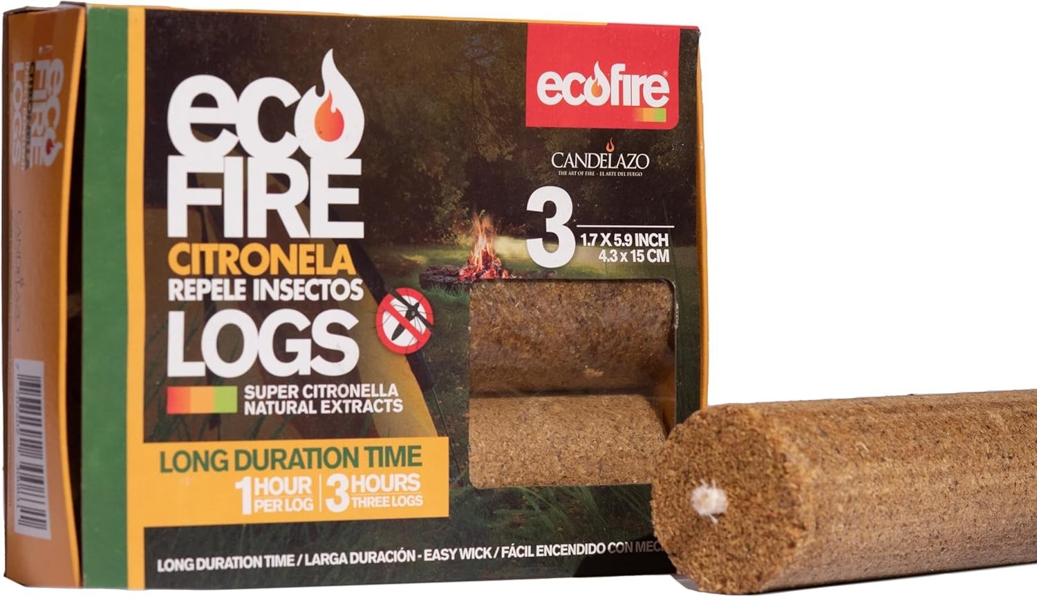 ECOFIRE CITRONELLA INSECT REPELLENT LOGS 3 LOGS PER BOX NEW