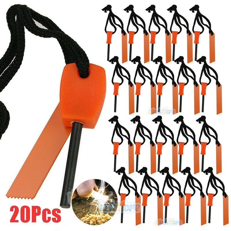 20x Fire Starter Flint Steel Striker Survival Kit Ferro Rod Camping Outdoor Tool
