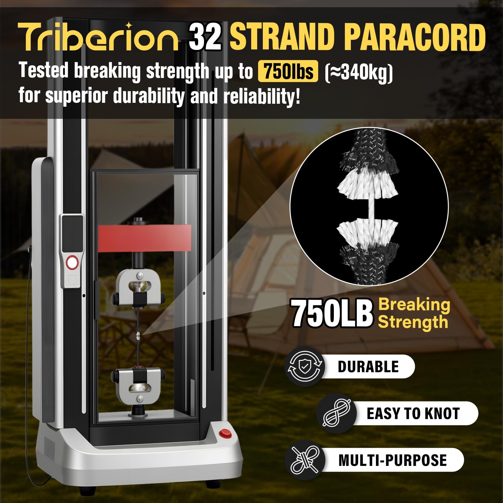 TRIBERION Paracord Rope 750 lb – 1000ft / 500ft / 200ft / 100ft 100ft, Black