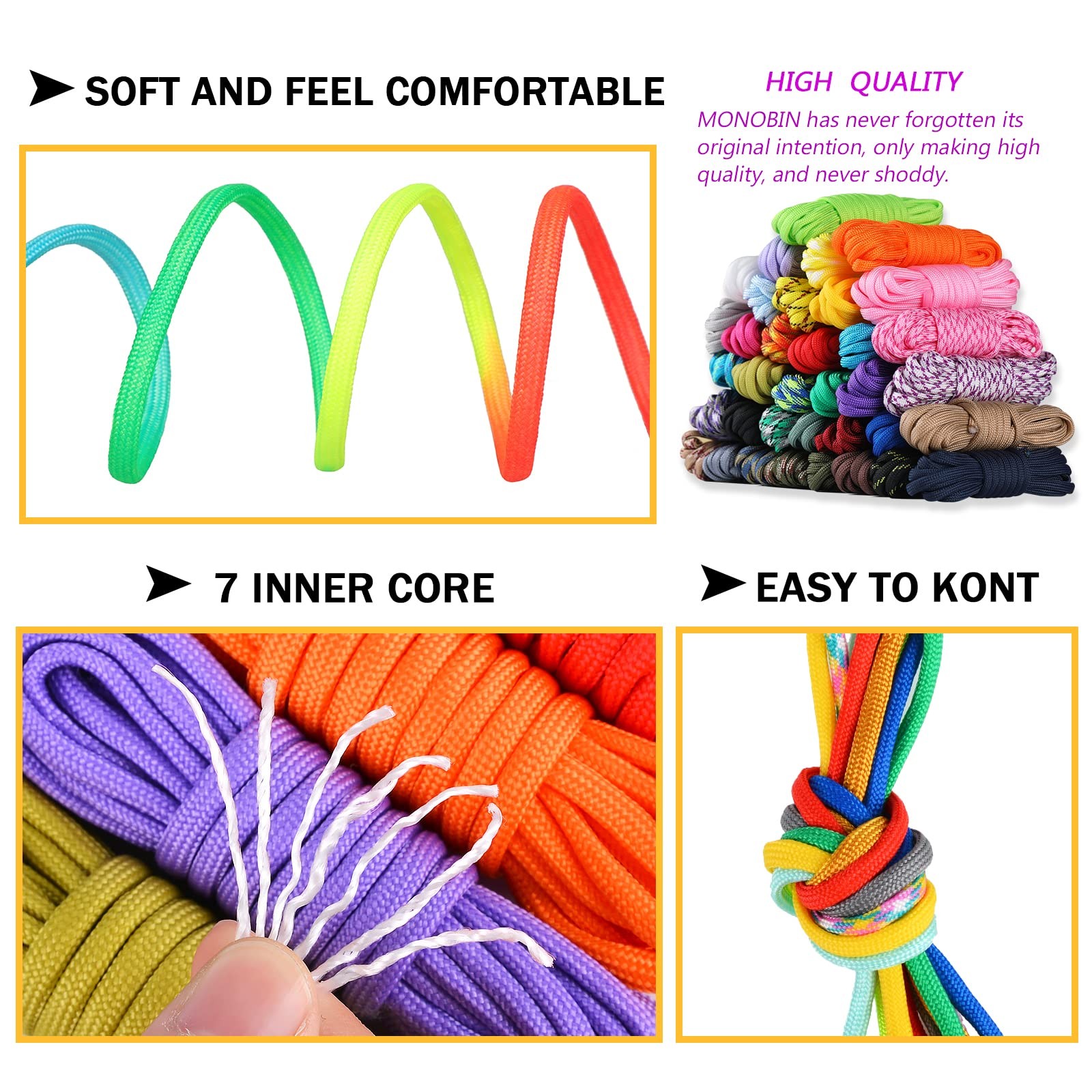 MONOBIN 36 Colors 10ft Paracord 550 Combo kit, Paracord Bracelets Making kit …