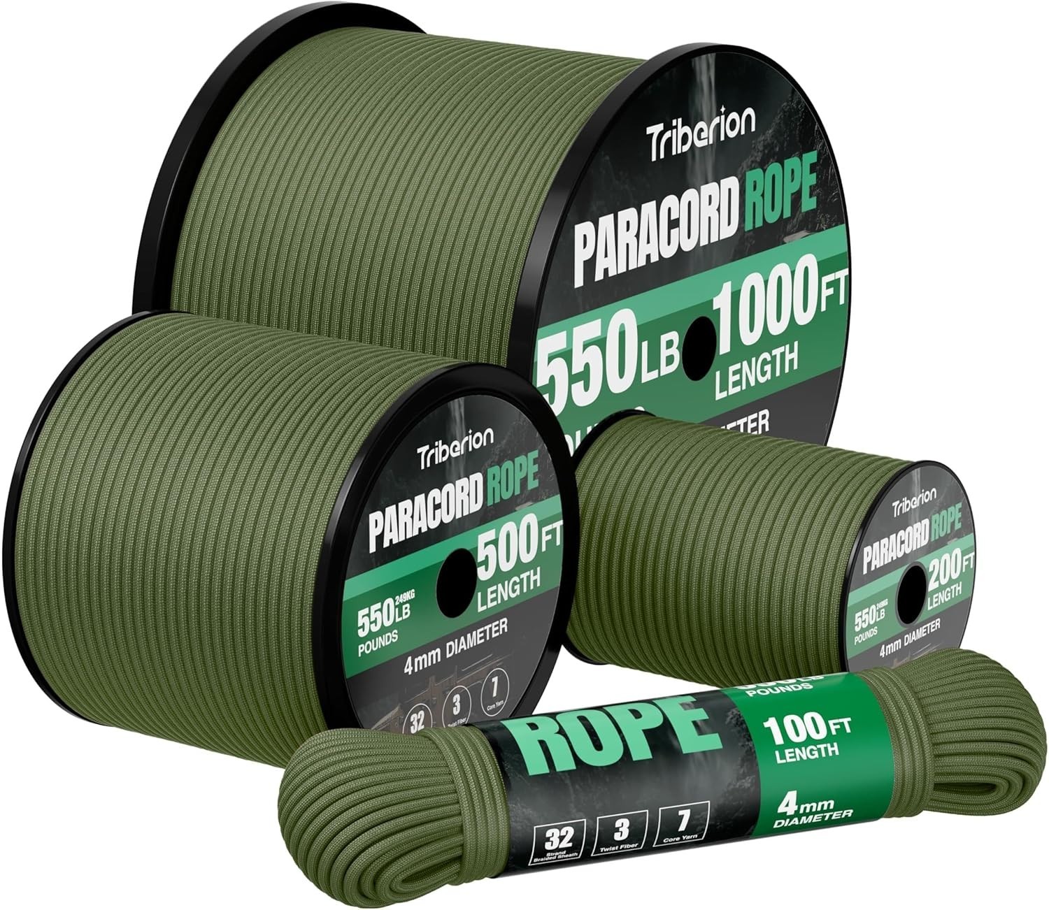 Paracord Rope 550 lb 1000ft / 500ft / 200ft / 100ft 5/32 Parachute Cord 4MM 7