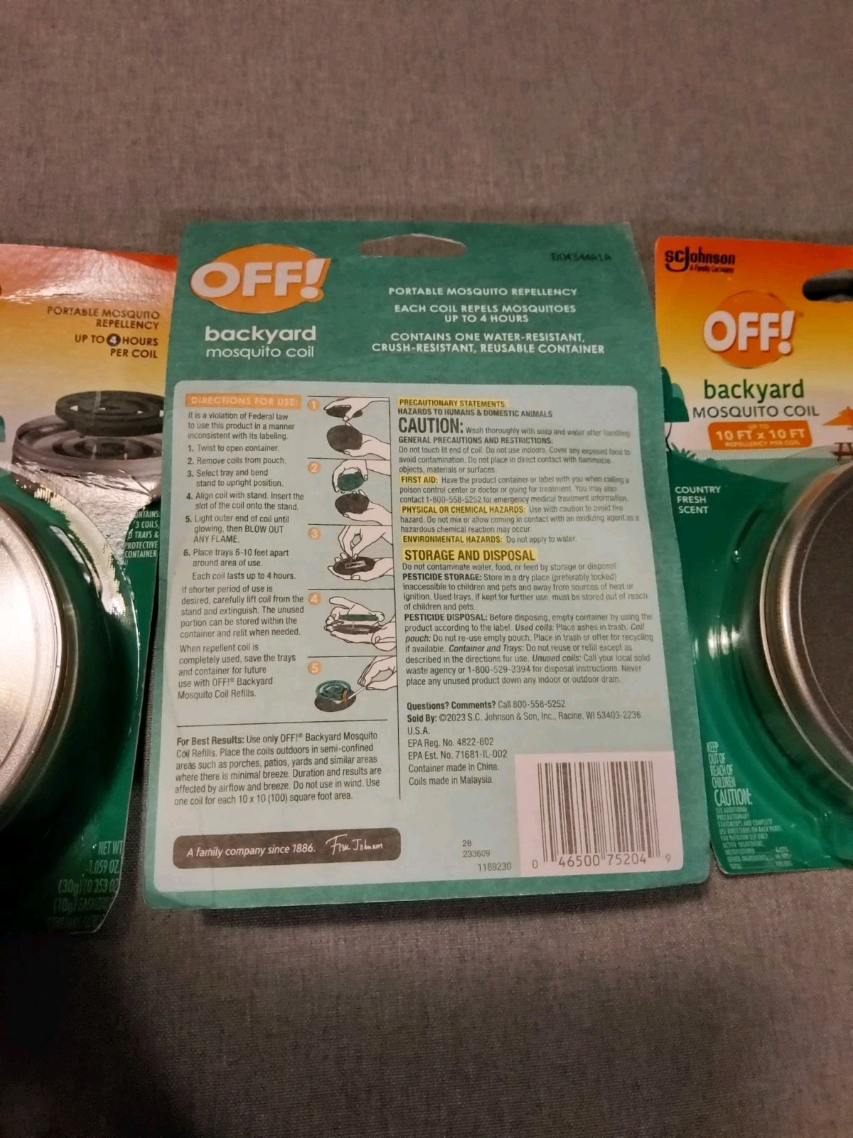 Lot of 3 OFF! Backyard Mosquito Coil Packs Country Fresh Scent (9 Total Coils)
