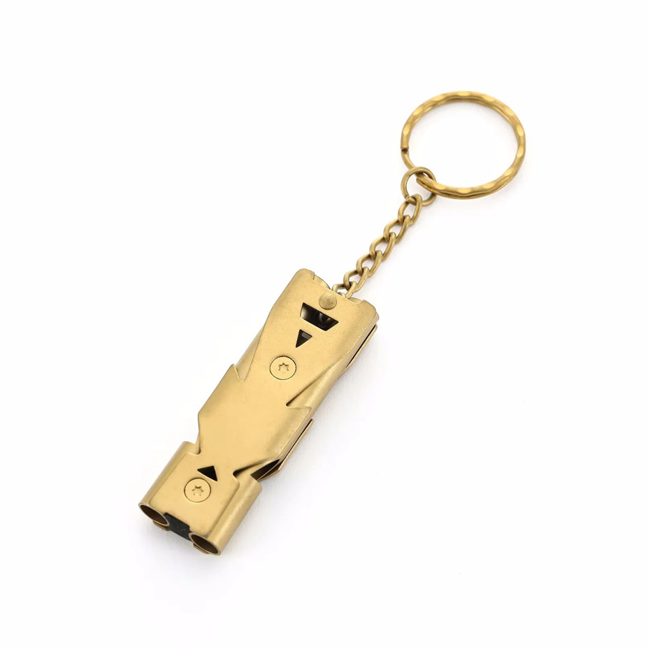 1pc Stainless Steel Double Tube Survival Whistle High Frequency Emergency Signal