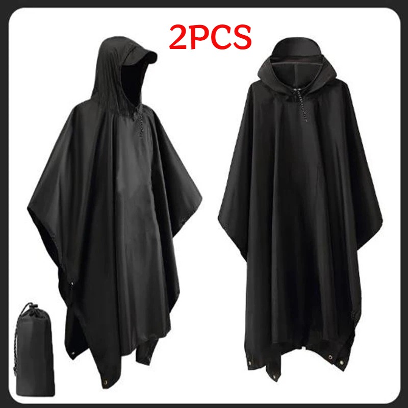 2PK Tactical Rain Poncho Army Military Poncho Shelter Waterproof Ripstop Camping