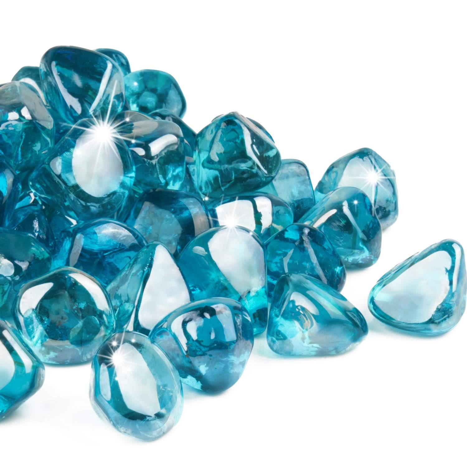 GASPRO 20 Pound Fire Glass Diamonds 1 Inch, Fire Pit Glass Rocks for Gas Fire…