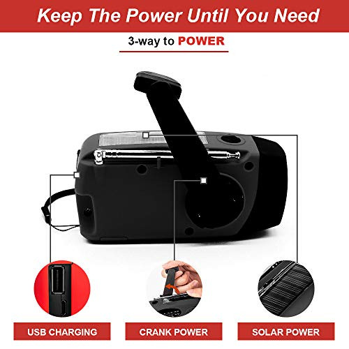 Upgrade Portable Solar Emergency Weather Radio Hand Crank AM/FM NOAA Survival